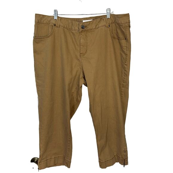 Venezia Lane Bryant Womens Crop Jeans Size 26 Tan Mid-Rise 4 Pockets Ankle Zips‎ - Picture 1 of 7
